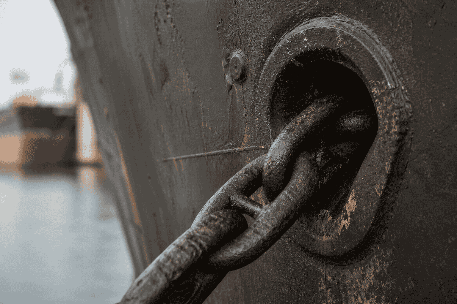 Close-up industrial detail, steel vessel structure